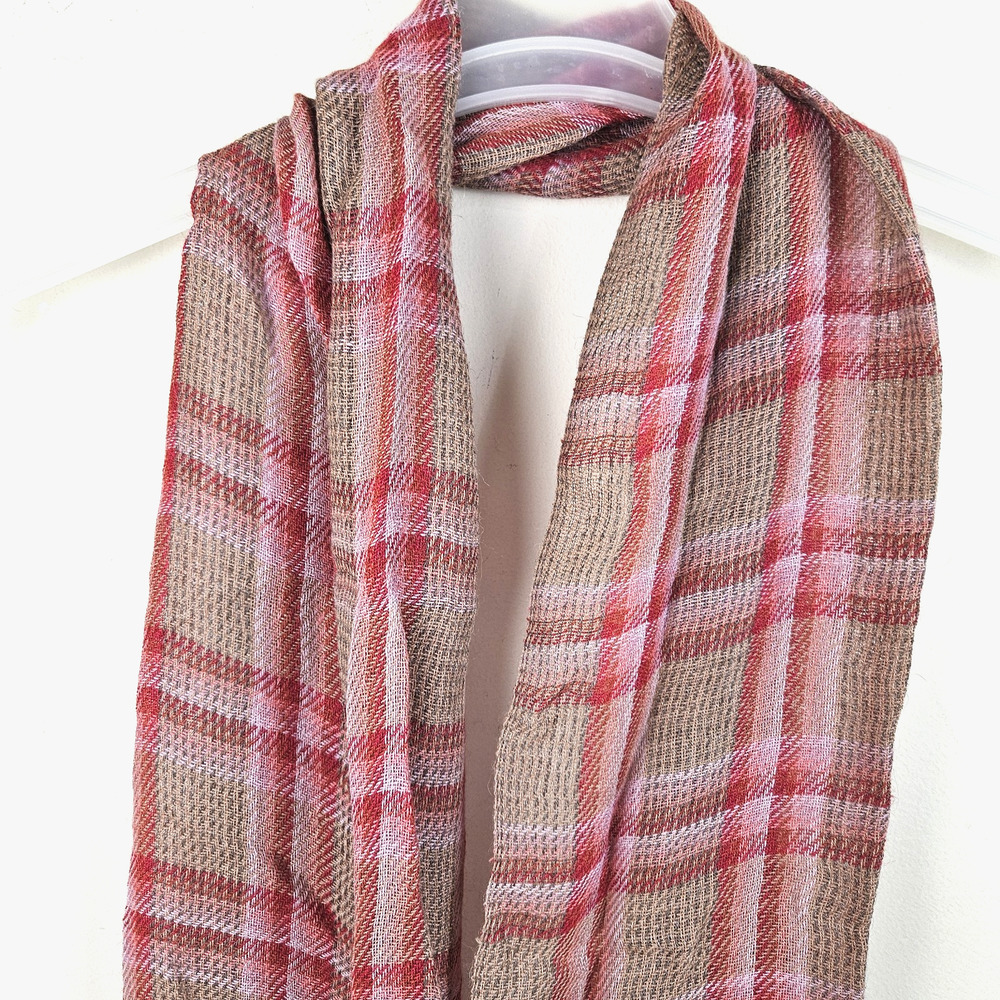 Sol Alpaca Scarf 100% Baby Alpaca Little Tartan Plaid Fringe NEW